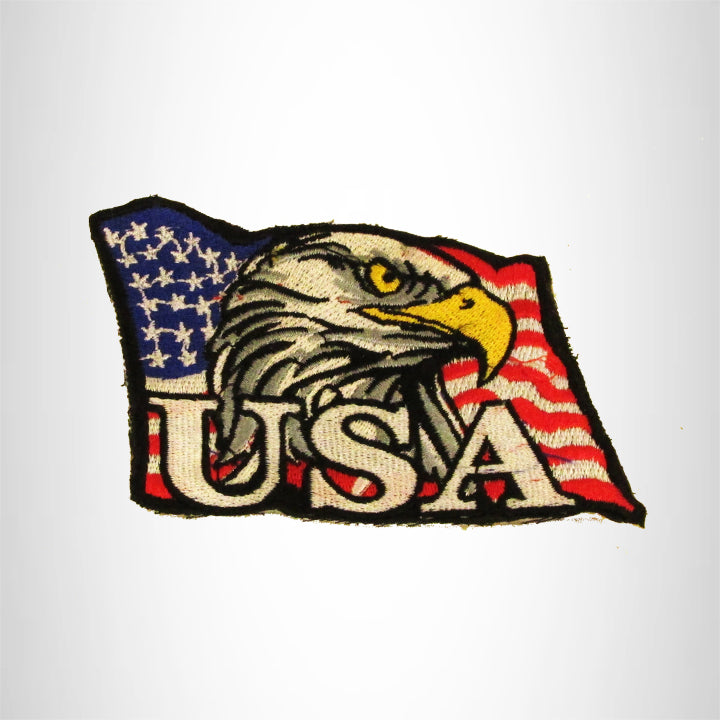 USA EAGLE FLAG Iron on Small Patch for Biker Vest SB854