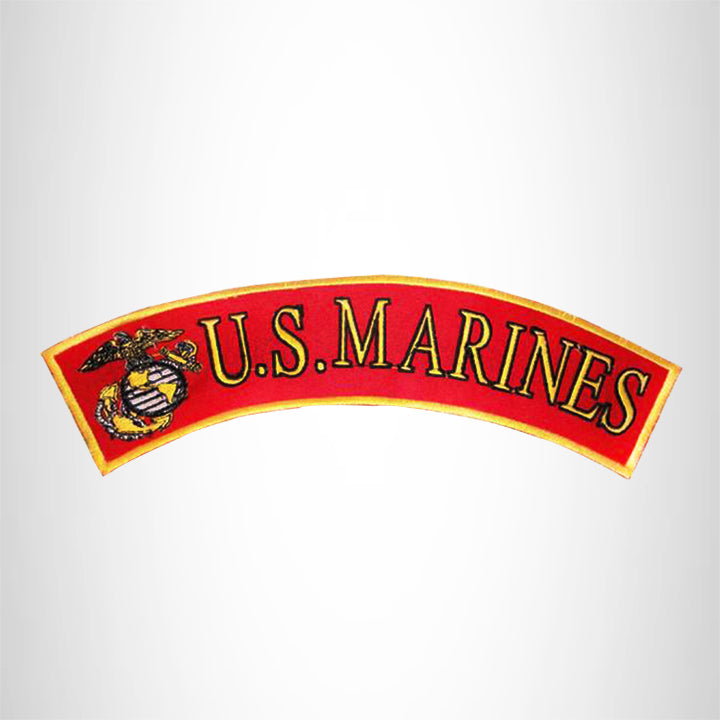 U.S MARINES Gold and Black on Red Insignia Top Rocker Patch for Biker Vest Jacket