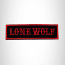 LONE WOLF Red on Black Iron on Small Patch for Biker Vest SB859