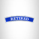 RETIRED White and Blue Iron on Small Patch for Biker Vest SB884