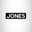 JONES Black and White Name Tag Iron on Patch for Biker Vest and Jacket NB229