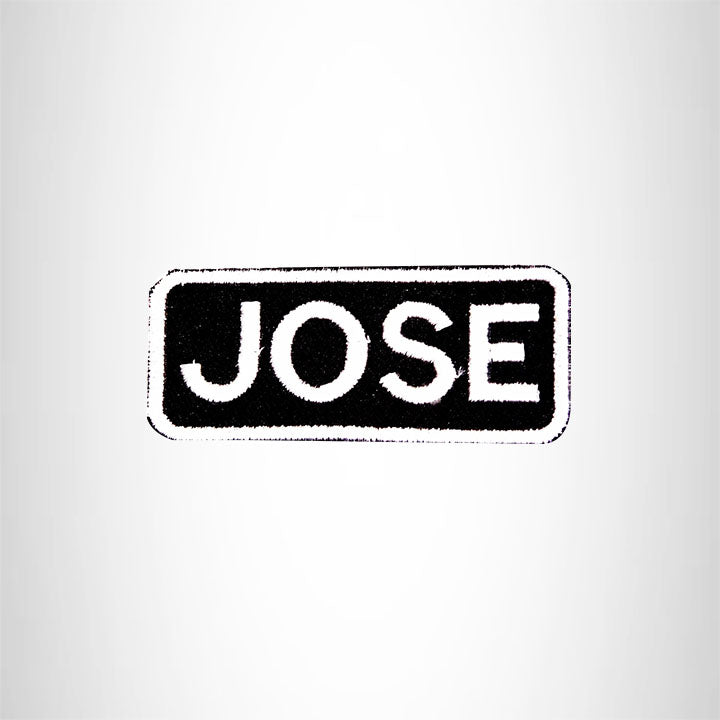 JOSE Black and White Name Tag Iron on Patch for Biker Vest and Jacket NB230