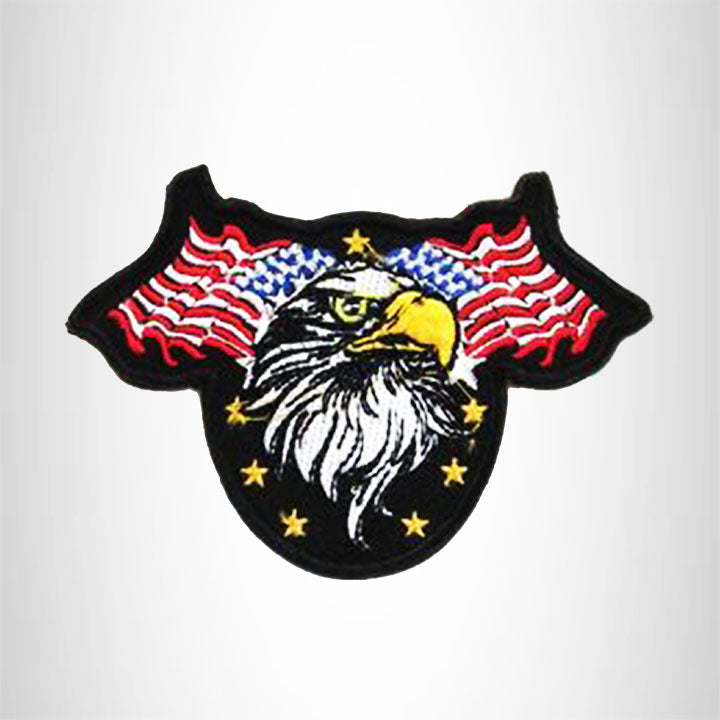 Small Patch 2 USA Flags with Eagle Iron on for Biker Vest SB903