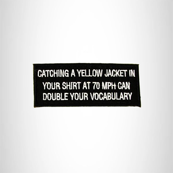 CATCHING A YELLOW JACKET Iron on Small Patch for Biker Vest SB905