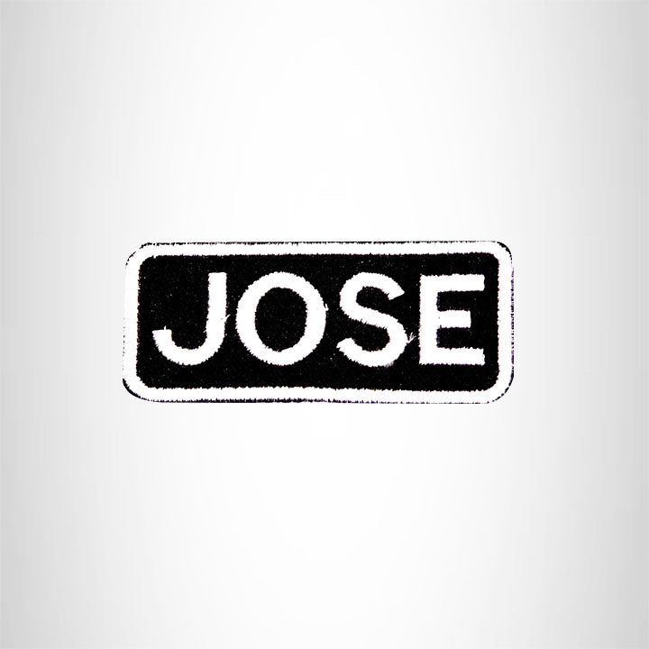Jose White on Black Iron on Name Tag Patch for Biker Vest NB122