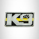 K9 Yellow Gray on Black Iron on Small Patch for Biker Vest SB914