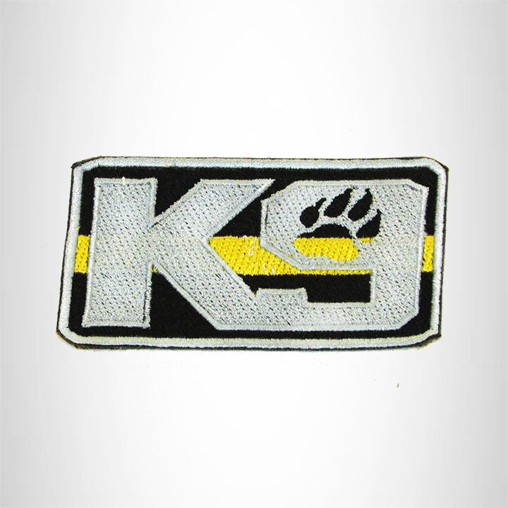 K9 Yellow Gray on Black Iron on Small Patch for Biker Vest SB914