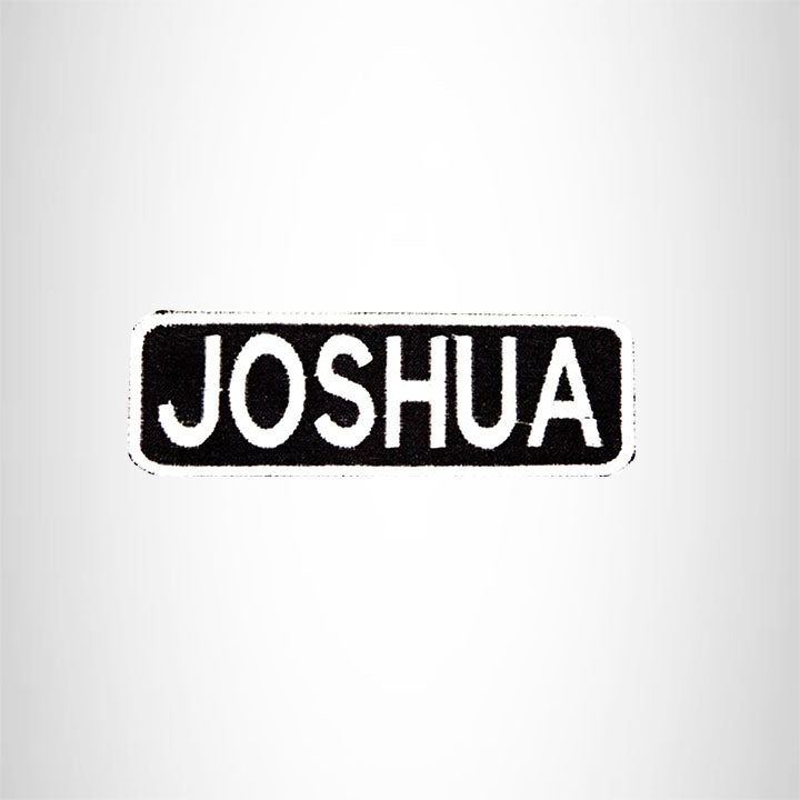 JOSHUA Black and White Name Tag Iron on Patch for Biker Vest and Jacket NB231