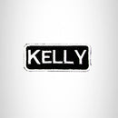 Kelly White on Black Iron on Name Tag Patch for Biker Vest NB126