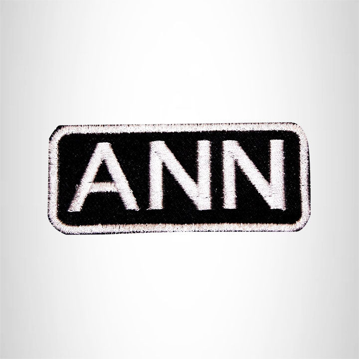 Ann White on Black Iron on Name Tag Patch for Biker Vest NB103