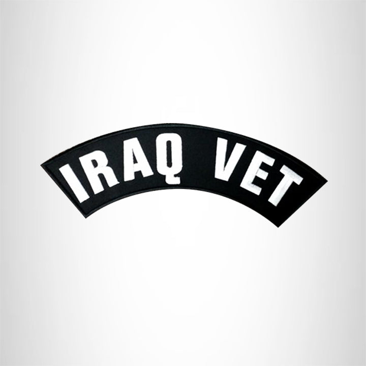 IRAQ VET White on Black Top Rocker Patch for Biker Vest Jacket TR283