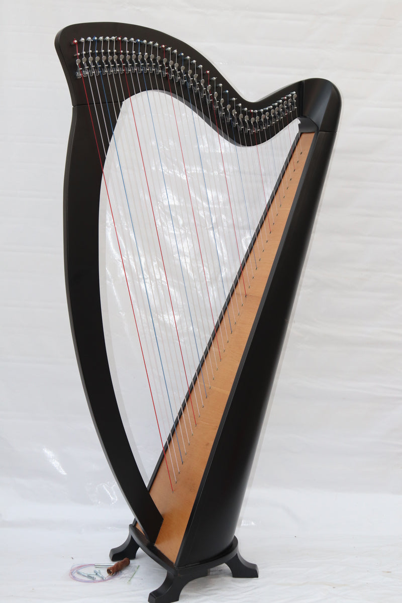 Musical Instrument Black Celtic Irish Lever Harp 38 Strings Free Extra Strings and Tuning key
