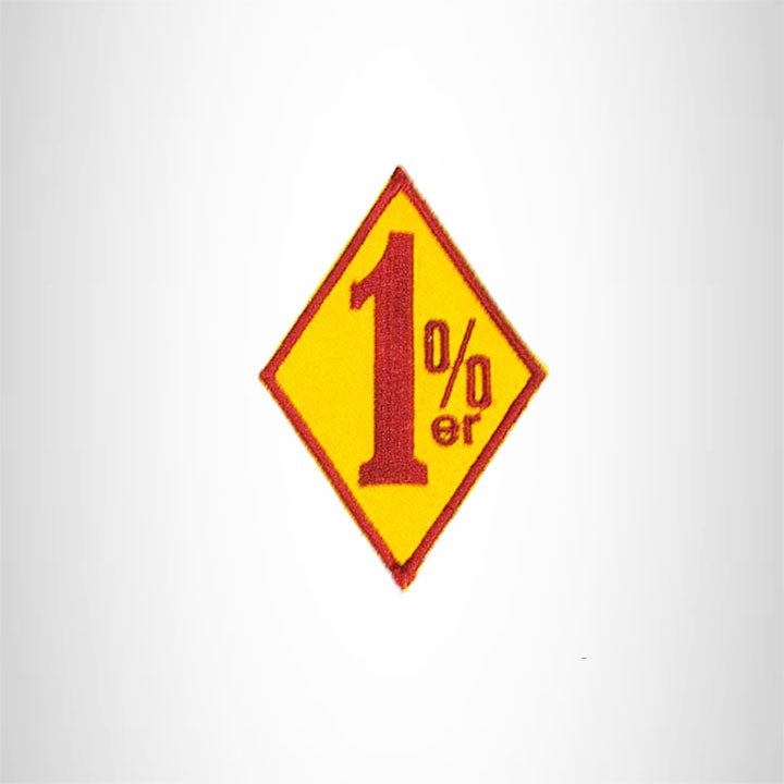 Small Patch 1%ER Diamond Brown on Yellow Iron on for Biker Vest