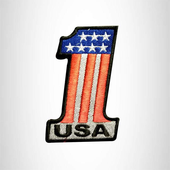 USA 1 Red white and blue Small Patch Iron on for Vest Jacket SB649