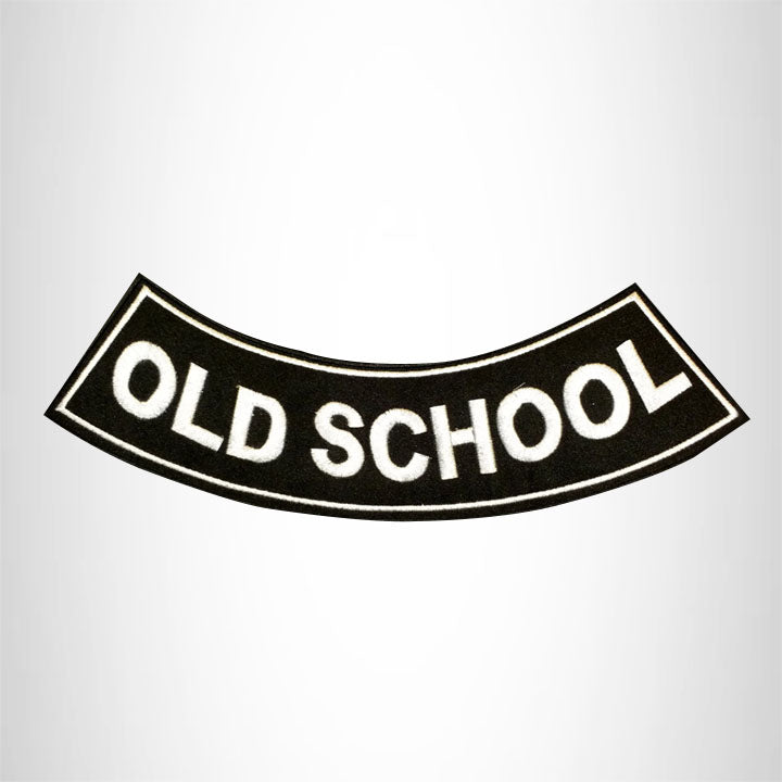 OLD SCHOOL Bold White with Boarder Bottom Rocker Patch for Vest BR425