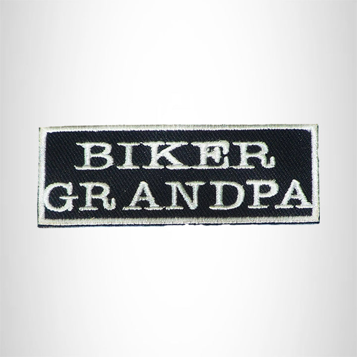 Biker Grandpa White on Black Iron on Small Patch for Biker Vest SB1048