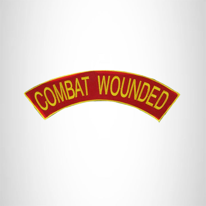 COMBAT WOUNDED Yellow Red and Black Top Rocker Patch for Biker Vest Jacket