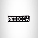 REBECCA Black and White Name Tag Iron on Patch for Biker Vest and Jacket NB314