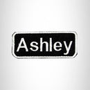 Ashley White on Black Iron on Name Tag Patch for Biker Vest NB106