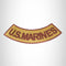 U.S.MARINES Brown on Gold with Boarder Bottom Rocker Iron on Patch for Biker Vest