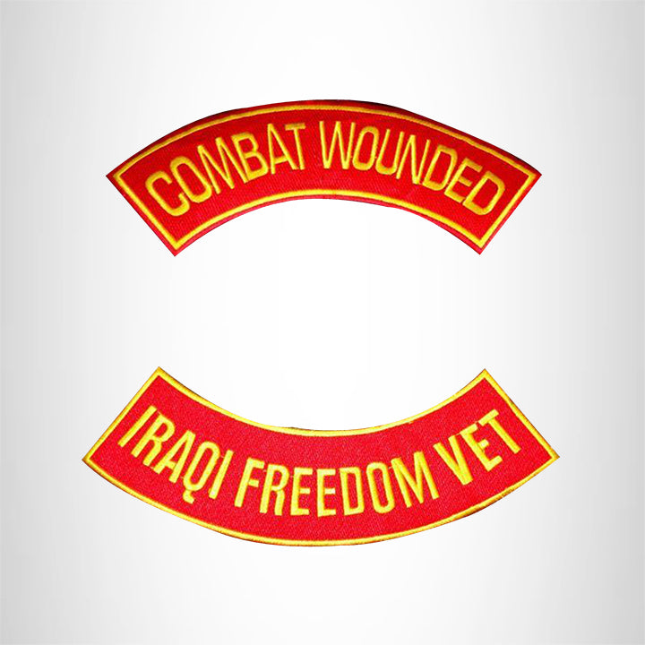 COMBAT WOUNDED IRAQI FREEDOM VET 2 Patches Set Sew on for Vest Jacket