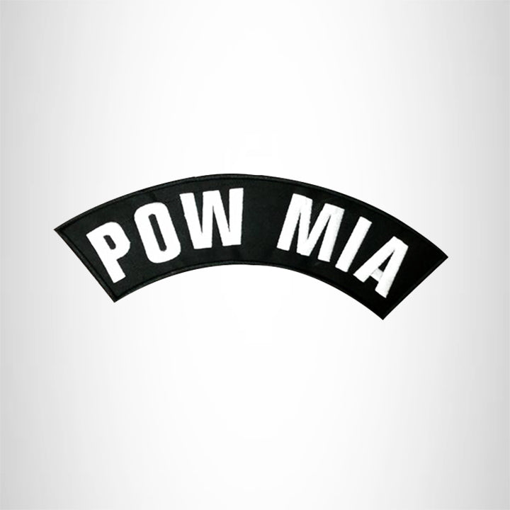 POW MIA White on Black Top Rocker Patch for Biker Vest Jacket TR290