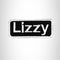 Lizzy White on Black Iron on Name Tag Patch for Biker Vest NB129