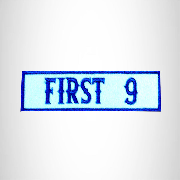 FIRST 9  Blue on Whit Small Patch Iron on for Biker Jacket Vest SB442