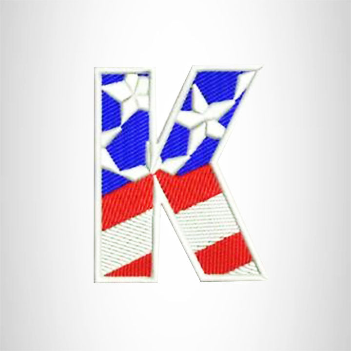 K Alphabet Letters of US Flag Iron on Small Patch for Biker Vest