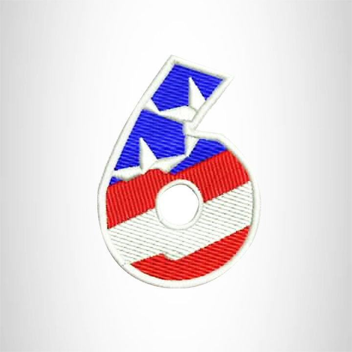 Small Patch 6 Numeric Symbol of US Flag Iron on for Biker Vest