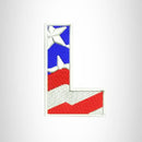 L Alphabet Letter of US Flag Iron on Small Patch for Biker Vest