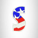 S Alphabet Letters of US Flag Iron on Small Patch for Biker Vest