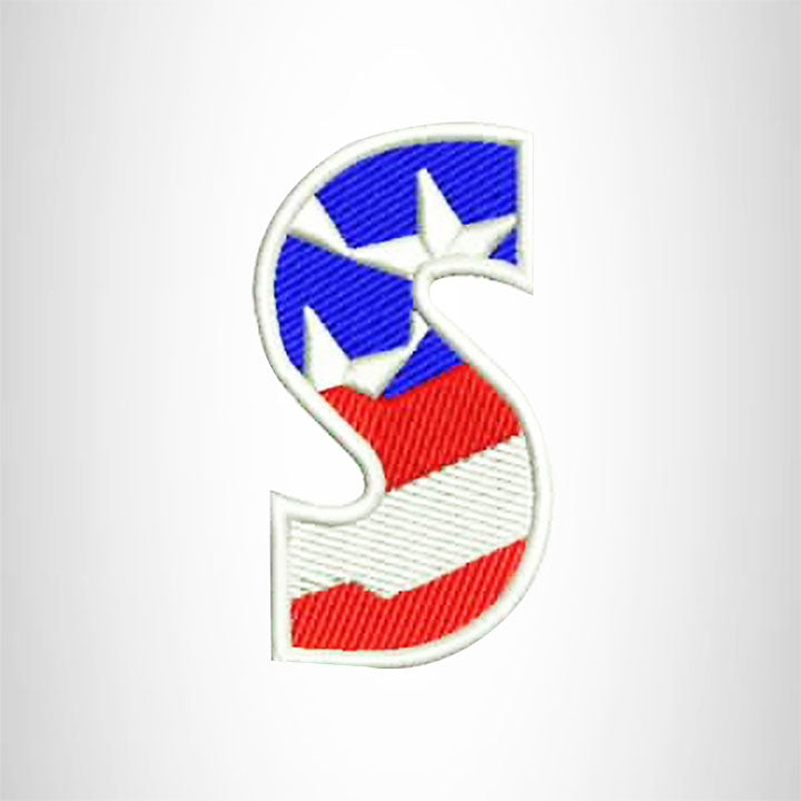 S Alphabet Letters of US Flag Iron on Small Patch for Biker Vest