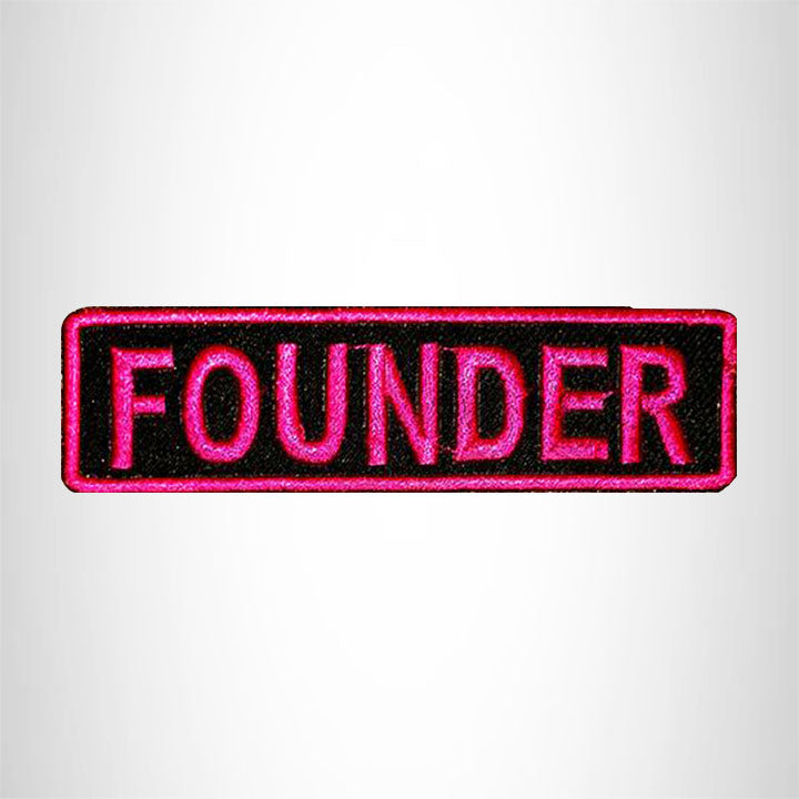 FOUNDER Pink on Black Small Patch Iron on for Vest Jacket SB594