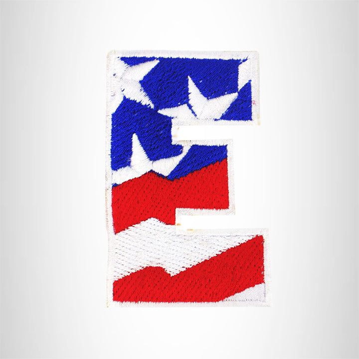 E Alphabet Letters of US Flag Iron on Small Patch for Biker Vest