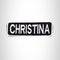 CHRISTINA Black and White Name Tag Iron on Patch for Biker Vest and Jacket NB284