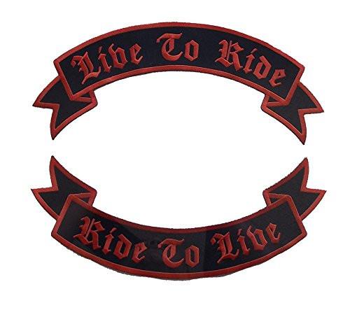 Live to Ride Ride to Live Rockers Back Patches Red on Black Motorcycle vest-STURGIS MIDWEST INC.