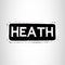 HEATH Black and White Name Tag Iron on Patch for Biker Vest and Jacket NB223