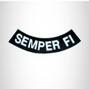 SEMPER FI White on Black with Boarder Bottom Rocker Patch for Vest
