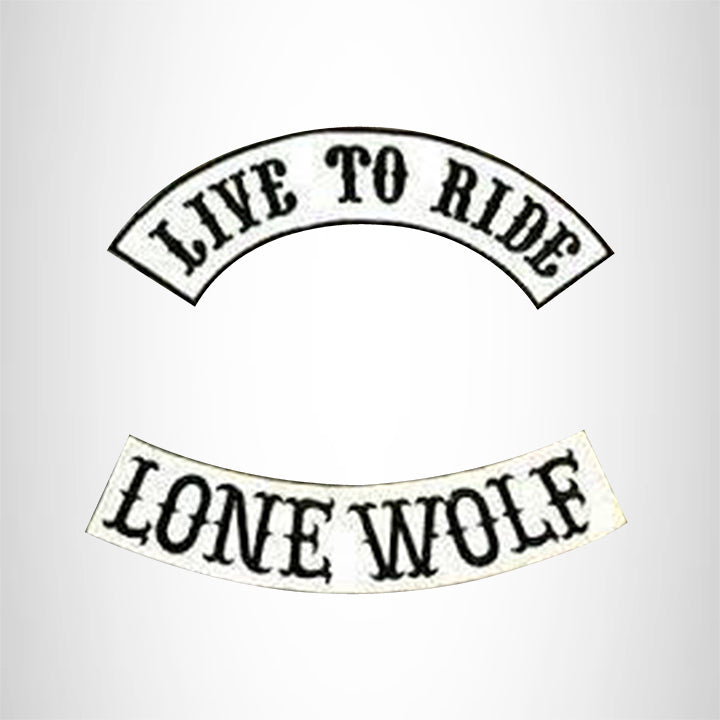 LIVE TO RIDE LONE WOLF Rocker 2 Patches Set Sew on for Vest Jacket