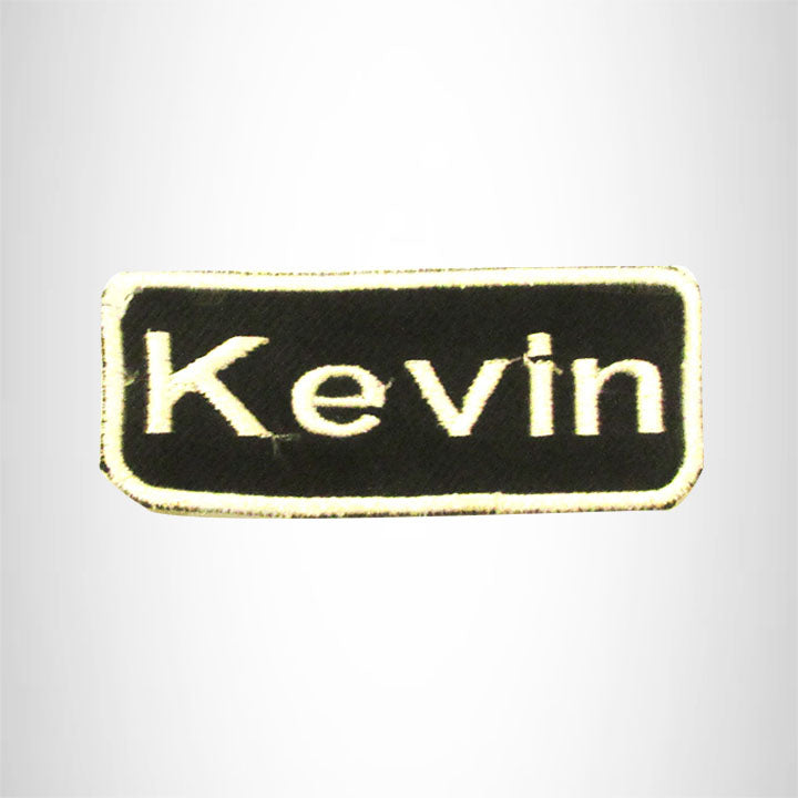 Kevin White on Black Iron on Name Tag Patch for Biker Vest NB175