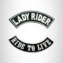 LADY RIDER RIDE TO LIVE Rocker 2 Patches Set Sew on for Vest Jacket