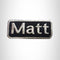 Matt White on Black Iron on Name Tag Patch for Biker Vest NB177