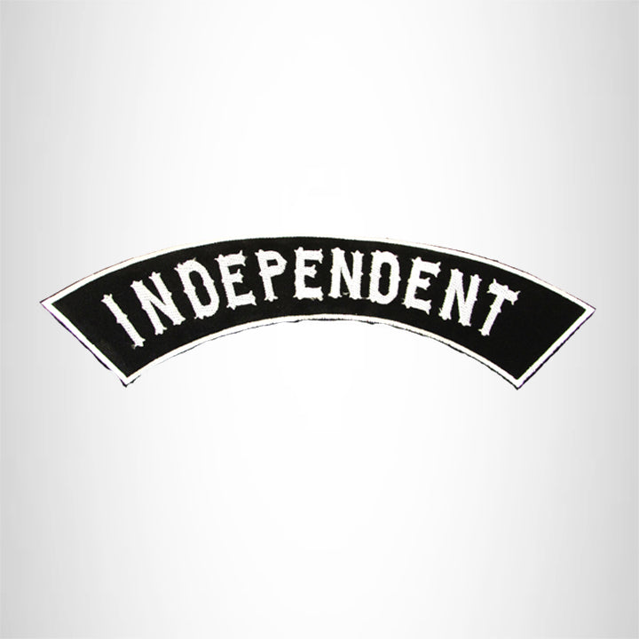 INDEPENDENT White on Black Border Top Rocker Patch for Biker Vest Jacket TR322