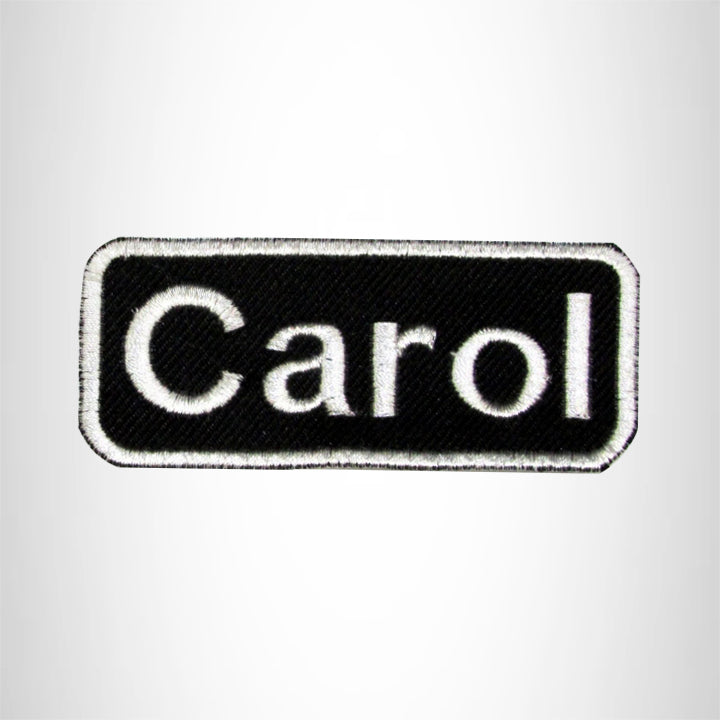 Carol White on Black Iron on Name Tag Patch for Biker Vest NB110