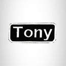 Tony White on Black Iron on Name Tag Patch for Biker Vest NB192