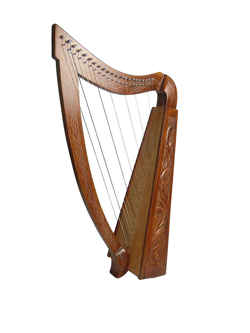 22 Strings LEVER Harp Solid Wood Celtic Irish rose Harp Engraved wood