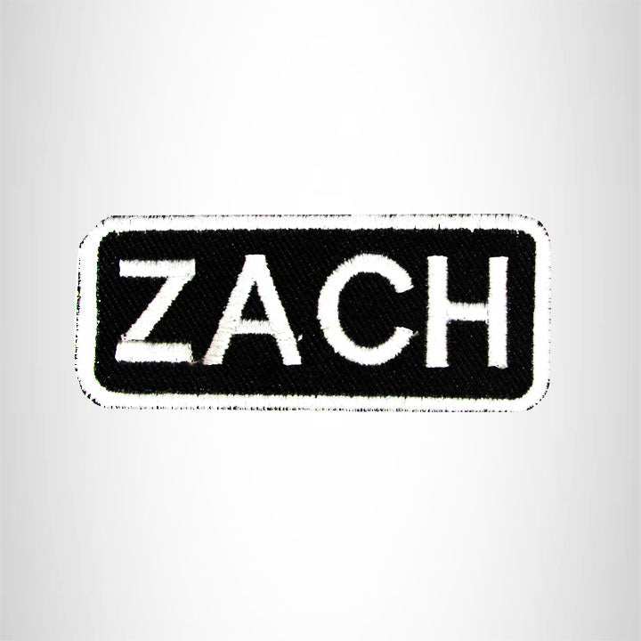 Zach White on Black Iron on Name Tag Patch for Biker Vest NB194