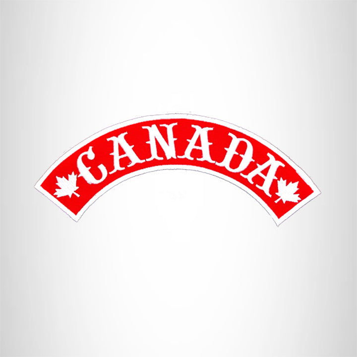 Canada White on Red Black Boarder Top Rocker Patch for Biker Vest Jacket TR330