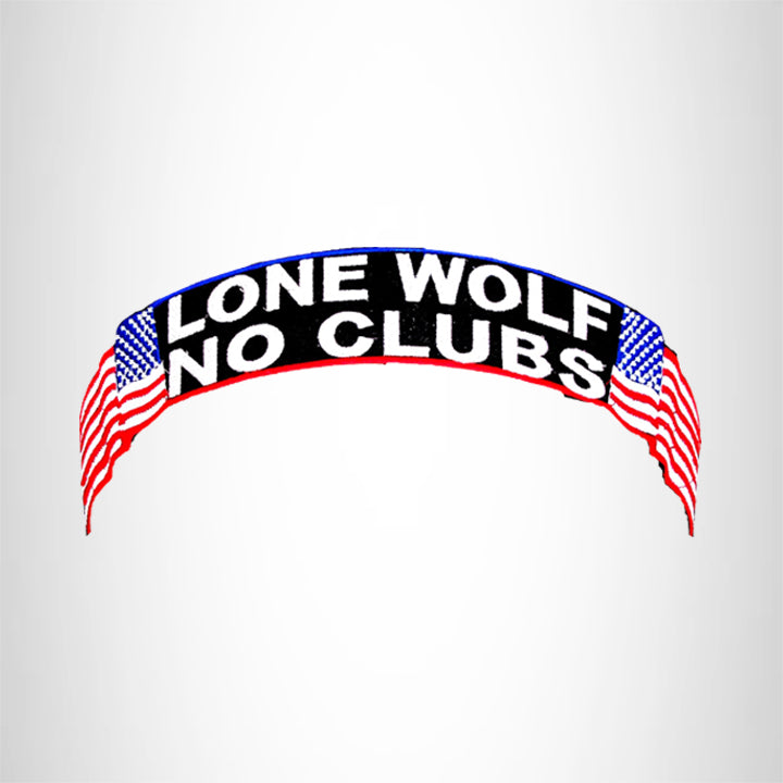 Lone Wolf No Club Red White Blue on Black Top Rocker Patch for Biker Vest Jacket TR333